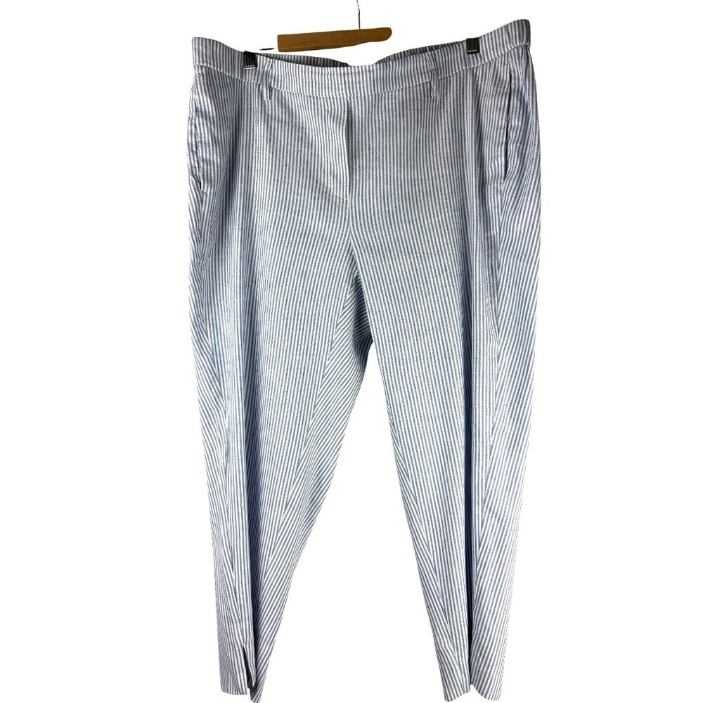 Coastal Preppy J.Jill Blue & White Striped Linen Stretch Pants Women's Size 2X